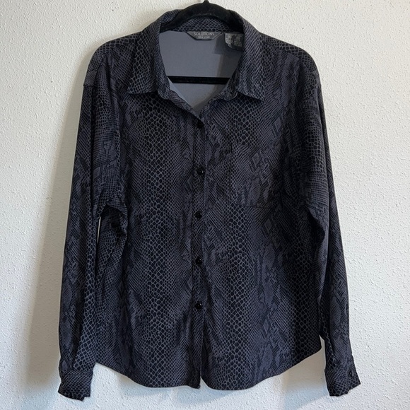 Solutions New York charcoal Grey Snakeskin Print Shacket Size XL - Picture 3 of 14